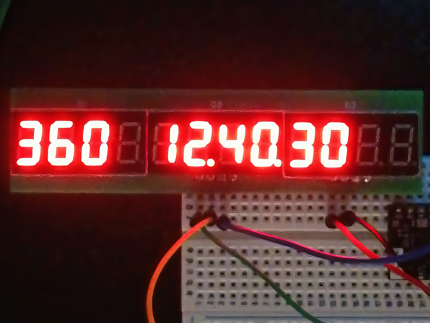 12 Digit 7 Segment Red LED Digital Display SPI